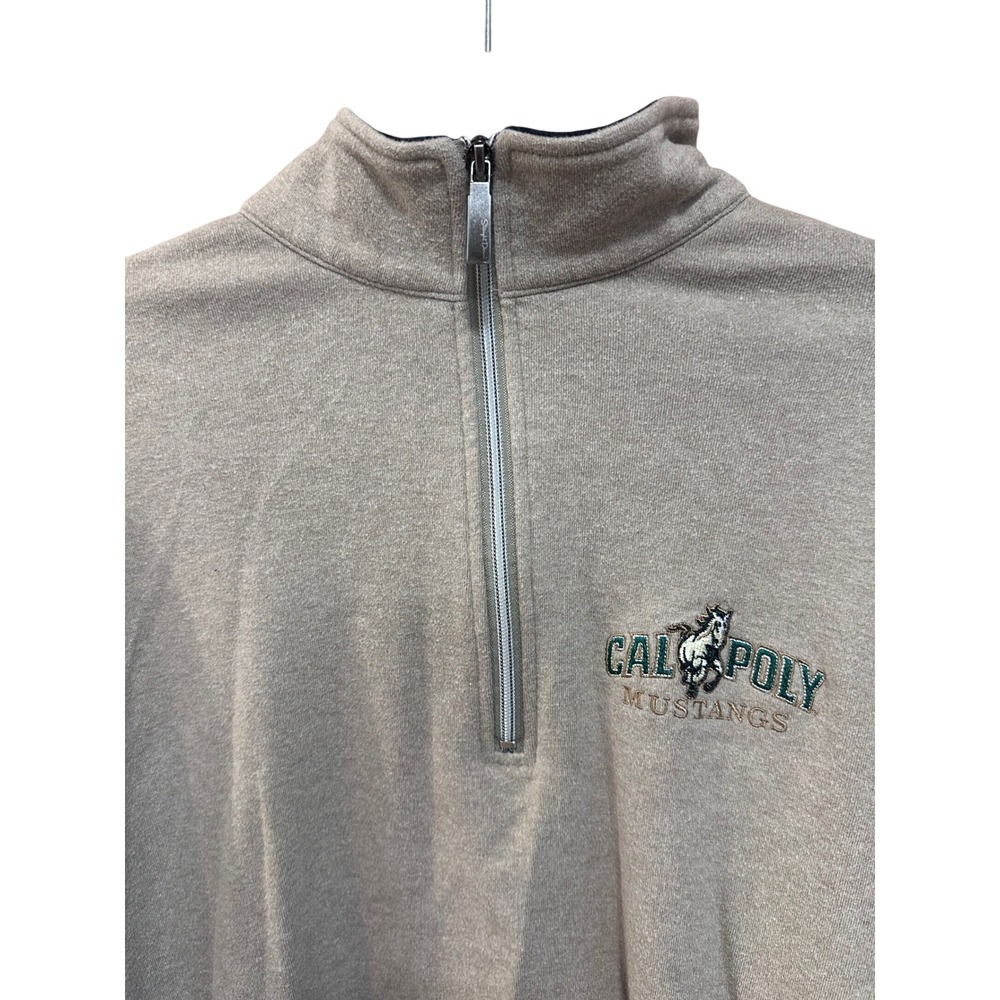 Straight Down Cal Poly Mustangs Quarter Zip Pullover Tan Cotton Mens Small - Picture 3 of 11